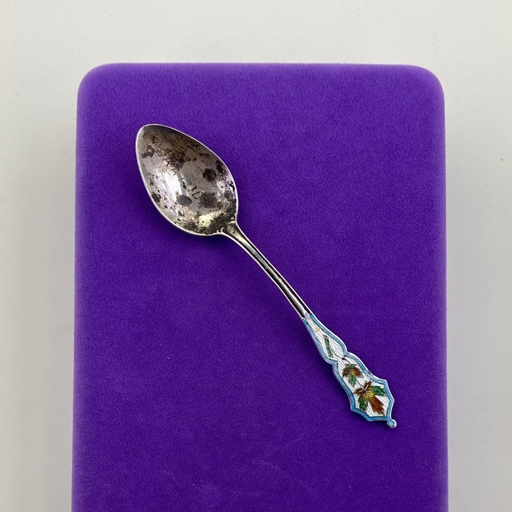 💛 Vintage Sterling Silver Enamel Decorative Spoon with Floral Handle | Saskatoon
